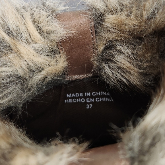 Suede Fur Wedge Heels Boots - Picture 2 of 16